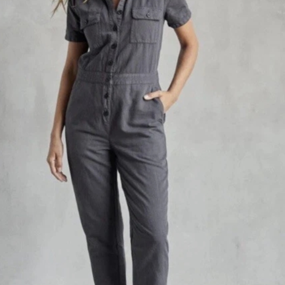 NWT Outerknown Gray Utilitarian Jumpsuit with Belted Waist